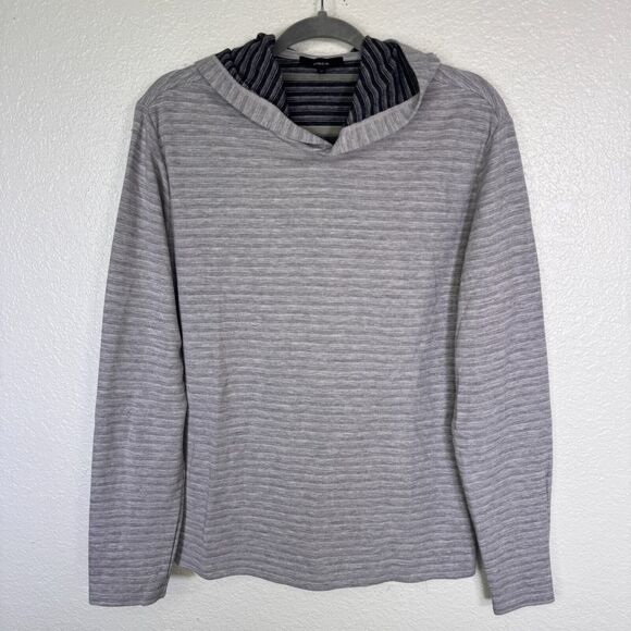 Vince Other - Vince Hoodie Mens Medium Feeder Stripe Popover Sweater Pullover Sweatshirt Grey